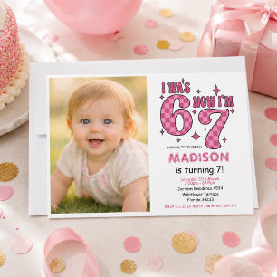 Invitation Anniversaire drôle de 7 ans “J'avais 6 ans, main
