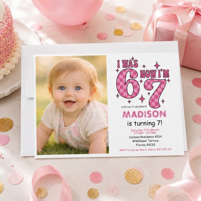 Invitation Anniversaire drôle de 7 ans | “J'avais 6 ans, main (Funny 7th Birthday | “I Was 6, Now 7” Party Invitation
)
