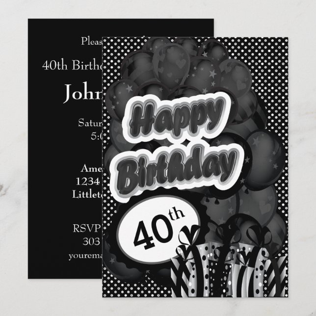 Invitation Anniversaire du 40e anniversaire de l'année (Devant / Derrière)