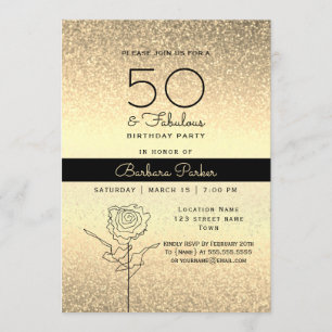 Invitation Anniversaire du 50e anniversaire de Black and Gold