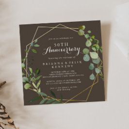 Invitation Anniversaire du 50e Mariage Brown d'or géométrique