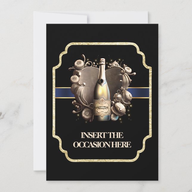 Invitation Anniversaire du baccalauréat | vin mousseux chic (Devant)