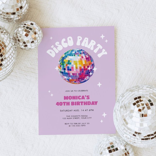 Invitation Anniversaire du bal Disco Retro (Retro Disco Party Invite)