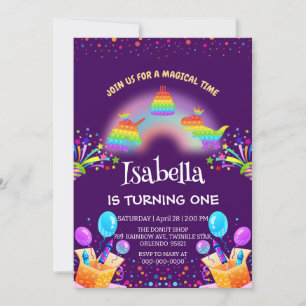 Invitation Anniversaire du ballon arc-en-ciel Cute Dinosaur U