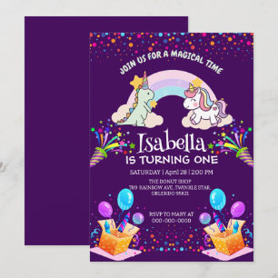 Invitation Anniversaire du ballon arc-en-ciel Cute Dinosaur U