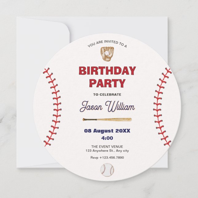 Invitation Anniversaire du baseball (Devant)