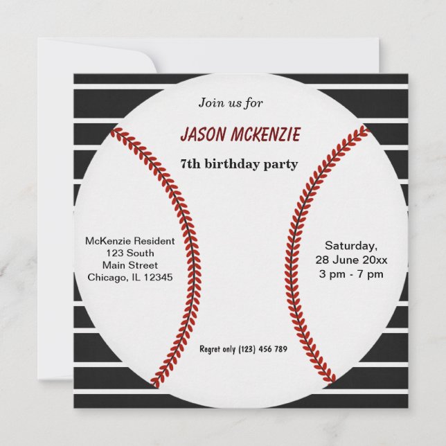 Invitation Anniversaire du baseball (Devant)