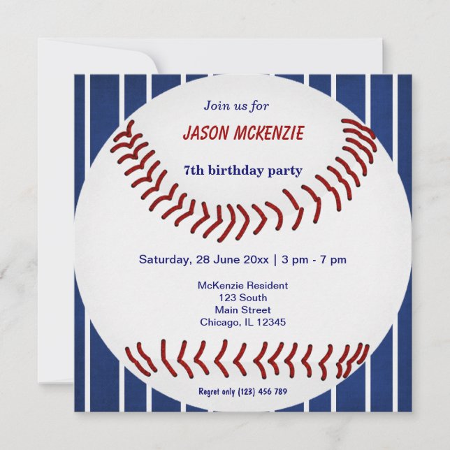 Invitation Anniversaire du baseball (Devant)