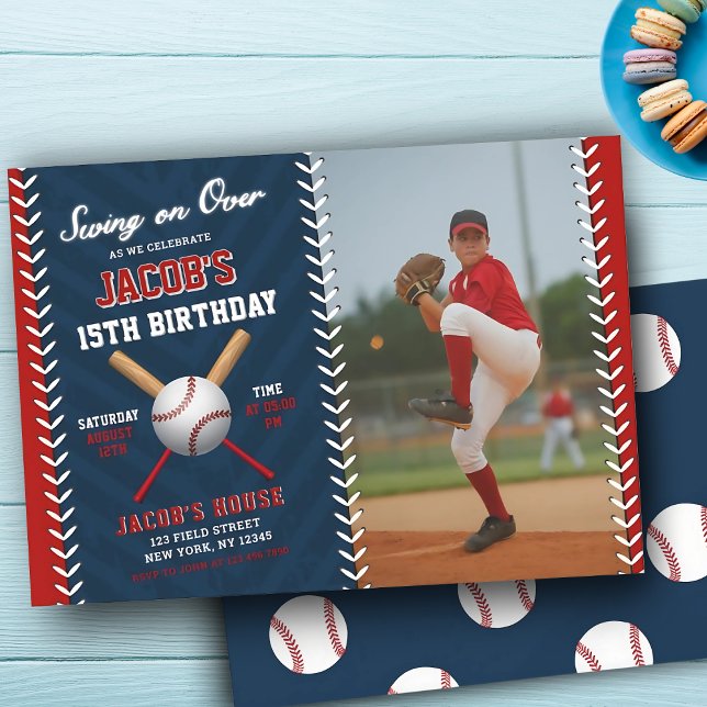 Invitation Anniversaire du baseball | Swing on Over Party (Créateur téléchargé)