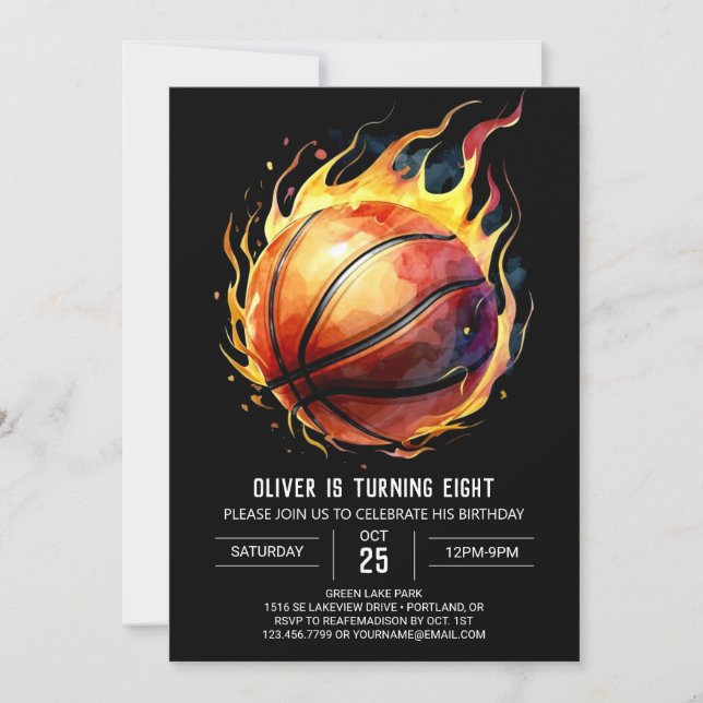 Invitation Anniversaire du Basket-ball sport élégant enchanté (Devant)