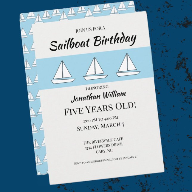 Invitation Anniversaire du bateau à voile (Créateur téléchargé)