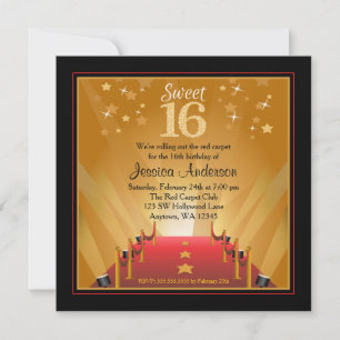 Invitation Anniversaire du bonbon 16 à star de Hollywood de