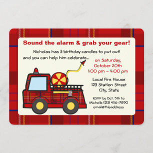 Invitation Anniversaire du camion d'incendie