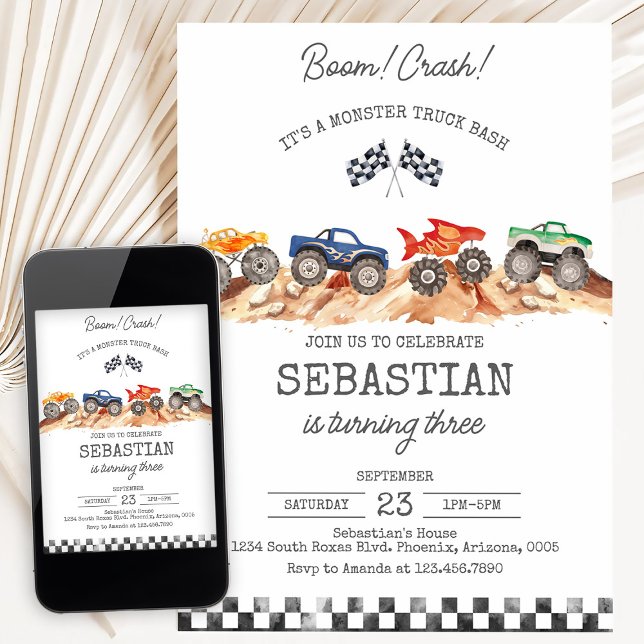 Invitation Anniversaire du camion Monster (Créateur téléchargé)