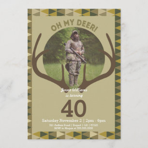 Invitation Anniversaire du Camo Deer Antlers masculin de la c