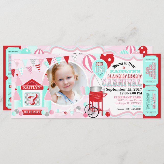 Invitation Anniversaire du Carnaval de la Maison de Bounce Ro (Devant / Derrière)