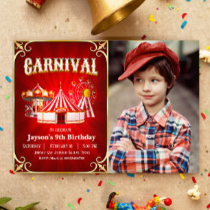 Invitation Anniversaire du Carnaval vintage avec paysage phot