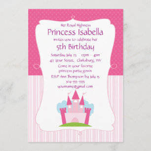 Invitation Anniversaire du château de Princess Pink