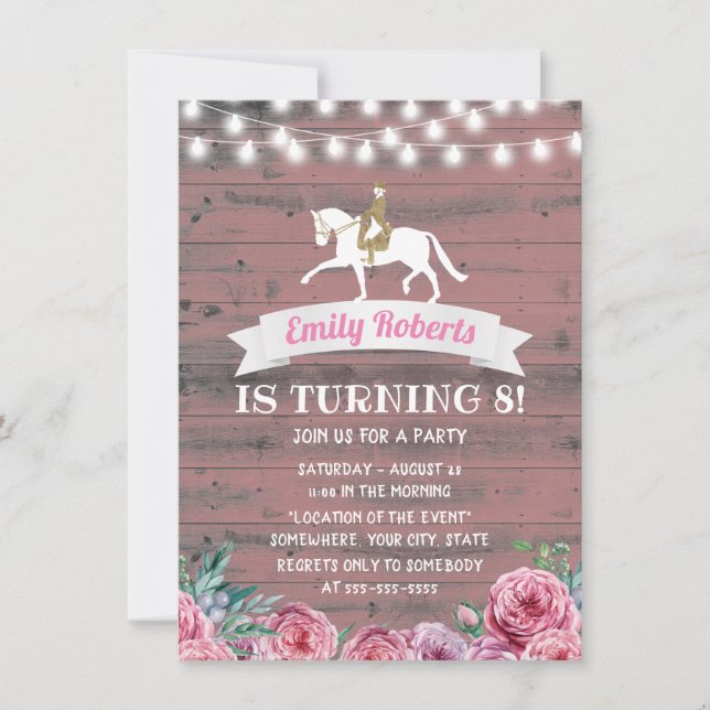 Invitation Anniversaire du Cheval de Bois de la grange rose r (Devant)