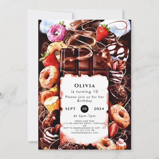 Invitation Anniversaire du chocolat de fontaine enchanté (Devant)