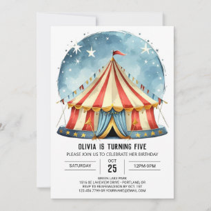 Invitation Anniversaire du cirque magique personnalisé enchan