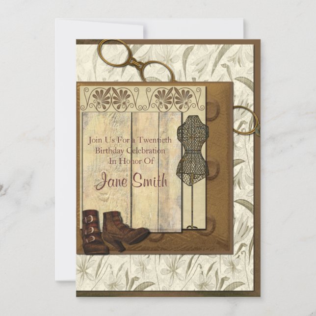 Invitation Anniversaire du collage Vintage Steampunk (Devant)