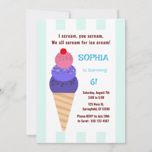 Invitation Anniversaire du cône de glace