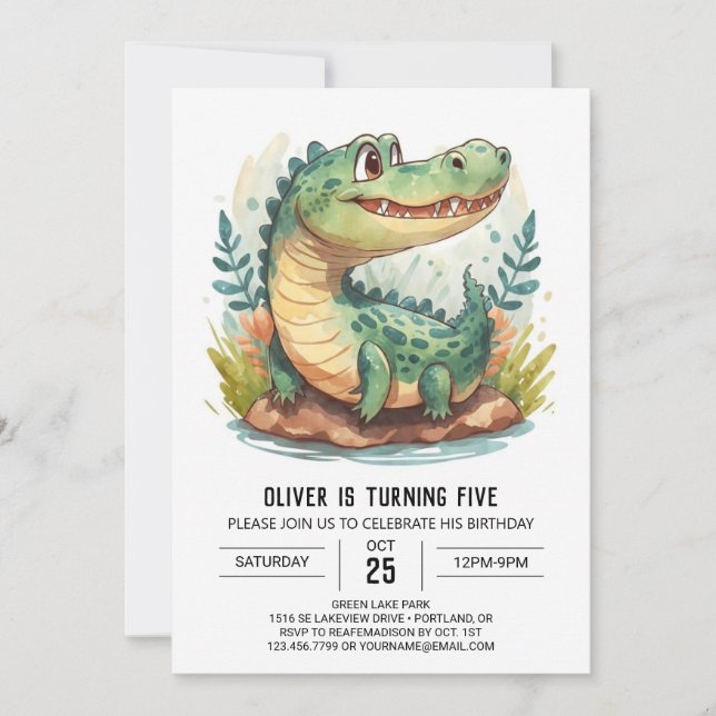 Invitation Anniversaire du crocodile bohème numérique (Devant)