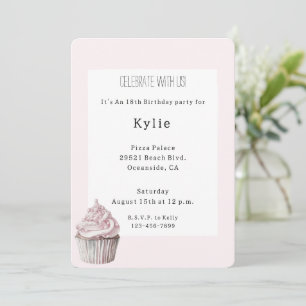 Invitation Anniversaire du Cupcake rose