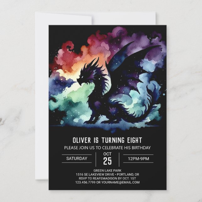 Invitation Anniversaire du dragon intime modifiable (Devant)