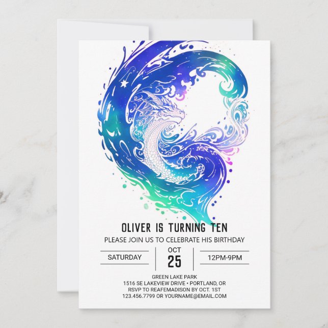 Invitation Anniversaire du Dragon médiéval (Devant)