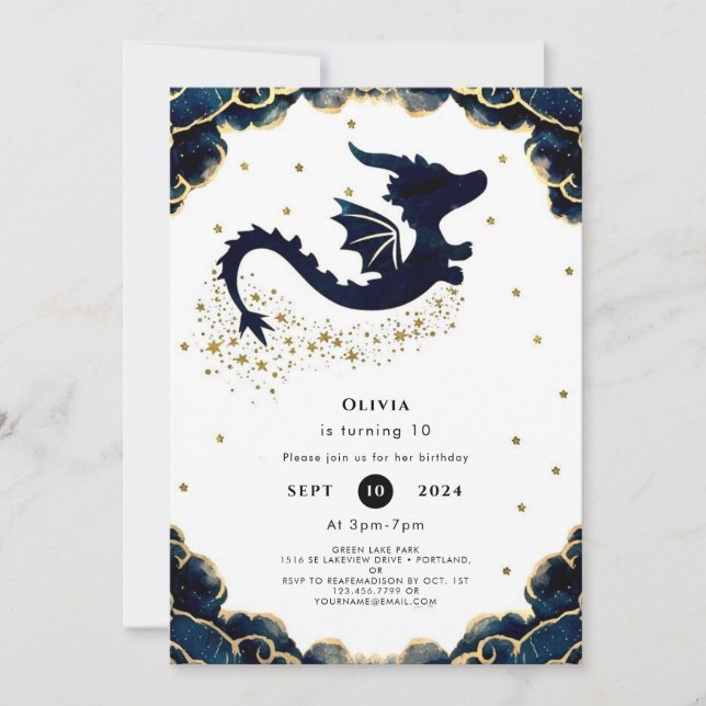 Invitation Anniversaire du Dragon Whimsical (Devant)