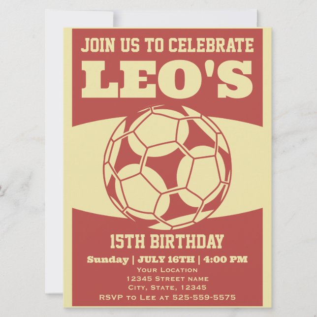 Invitation Anniversaire du football des années 80 (Devant)