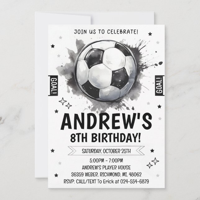 Invitation Anniversaire du football personnel (Devant)