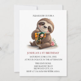 Invitation Anniversaire du joli Sloth