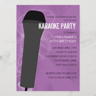 Invitation Anniversaire du karaoké Purple Rock Out