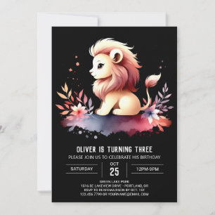 Invitation Anniversaire du lion doux Whimsical