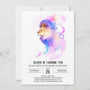 Invitation Anniversaire du lion enchanté de Boho