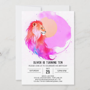 Invitation Anniversaire du Lion Pastel Enchanted