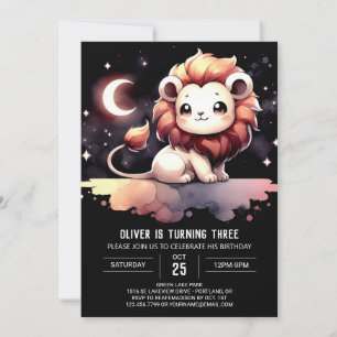 Invitation Anniversaire du Lion Pastel Simple