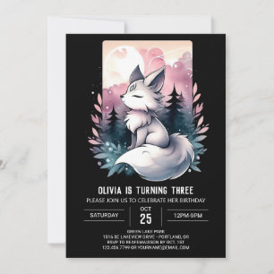 Invitation Anniversaire du loup minimaliste magique