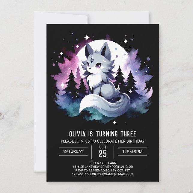 Invitation Anniversaire du loup numérique personnalisé (Devant)