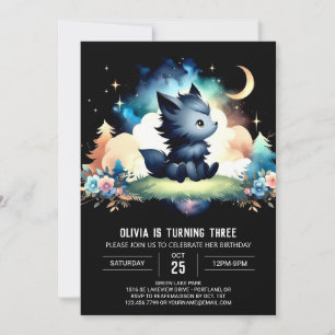 Invitation Anniversaire du loup Pastel personnalisé