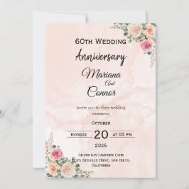 Invitation Anniversaire du Mariage à la crème rose de charme