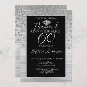 Invitation Anniversaire du Mariage Chic Silver Diamonds