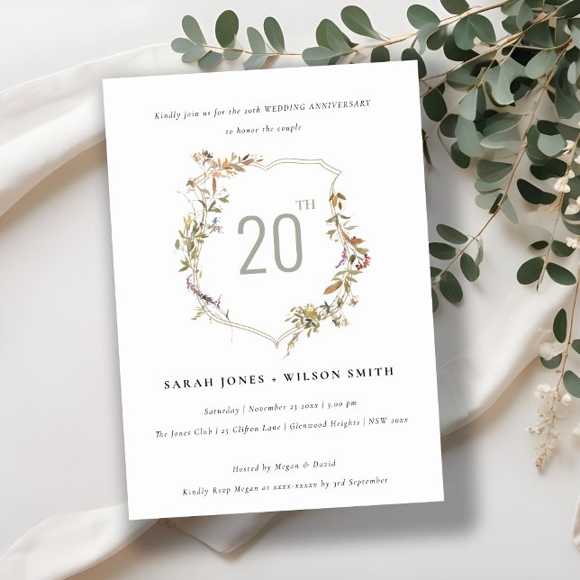 Invitation Anniversaire du Mariage de la crête de Fleur sauva (Créateur téléchargé)