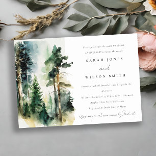 Invitation Anniversaire du Mariage de la forêt de bois aquare