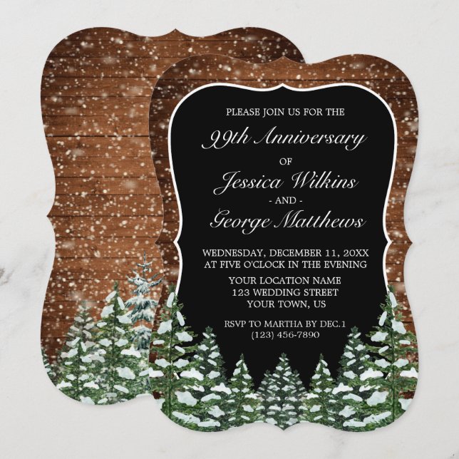 Invitation Anniversaire du Mariage de la forêt et du bois de  (Devant / Derrière)