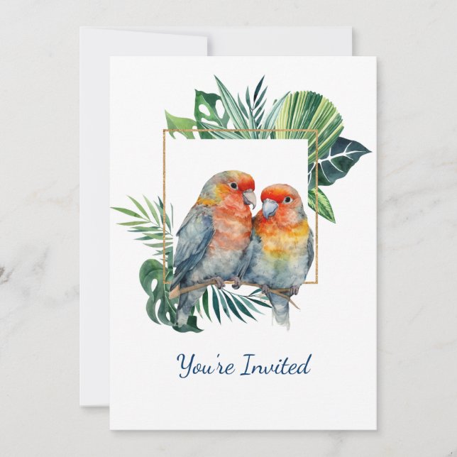 Invitation Anniversaire du Mariage de perroquets tropicaux (Devant)