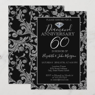 Invitation Anniversaire du Mariage Diamond Parties scintillan